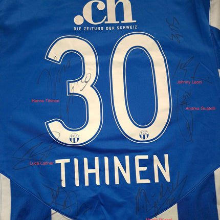FC Zürich 2007-09 Trikot heim Meistersaison (08/09) signiert vom Team - TIHINEN #30 - 8/10 - [M]