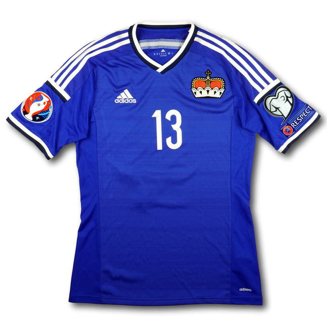 Liechtenstein 2014 Trikot heim Player Issue EURO 2016 Qualifikation - MARTIN BÜCHEL #13 - 7/10 - [M]