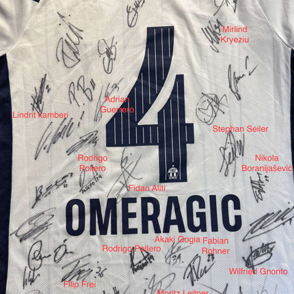FC Zürich 2021-22 Trikot heim Meistersaison & 125 Jahre Jubiläum signiert vom Team - OMERAGIC #4 - 9/10 - [M]