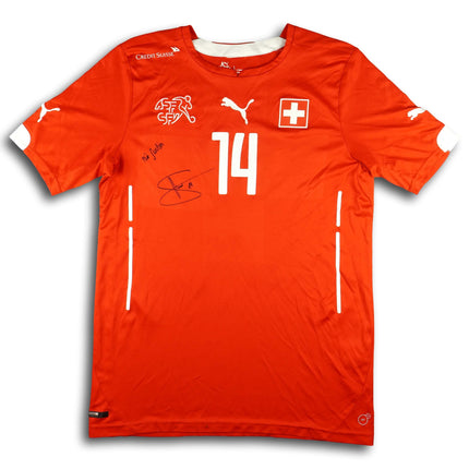 Schweiz 2014 Trikot heim signiert - STOCKER #14 - 8/10 - [M]