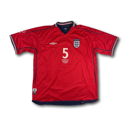 England 2002-03 auswärts XL Ferdinand #5 signiert matchworn Umbro