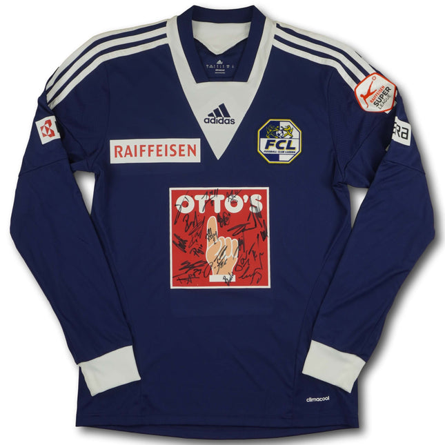 FC Luzern 2014-15 Trikot heim Match Prepared signiert vom Team - L/S - Thiesson #14 - 8/10 - [S]
