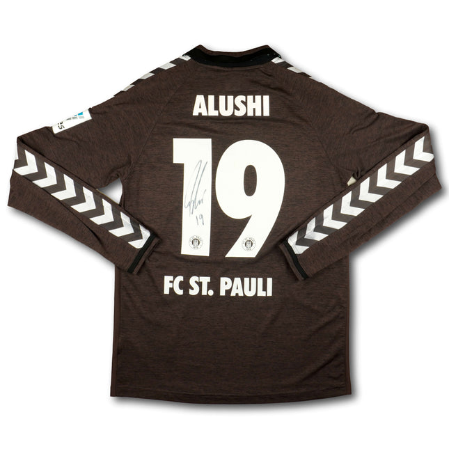 FC St. Pauli 2014-15 Trikot heim signiert - L/S - ALUSHI #19 - 9/10 - [M]