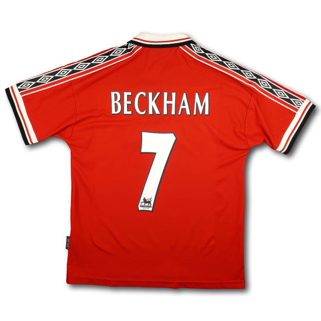 Manchester United 1998-00 Trikot heim Triple-Saison (98/99)  & Meistersaison (99/00) - BECKHAM #7 - 8/10 - [L]