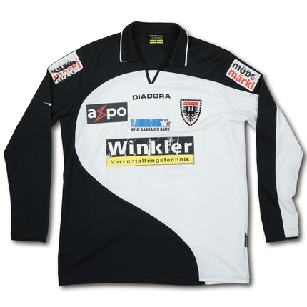 FC Aarau 2009-10 heim XL BURKI #6 signiert vintage Diadora